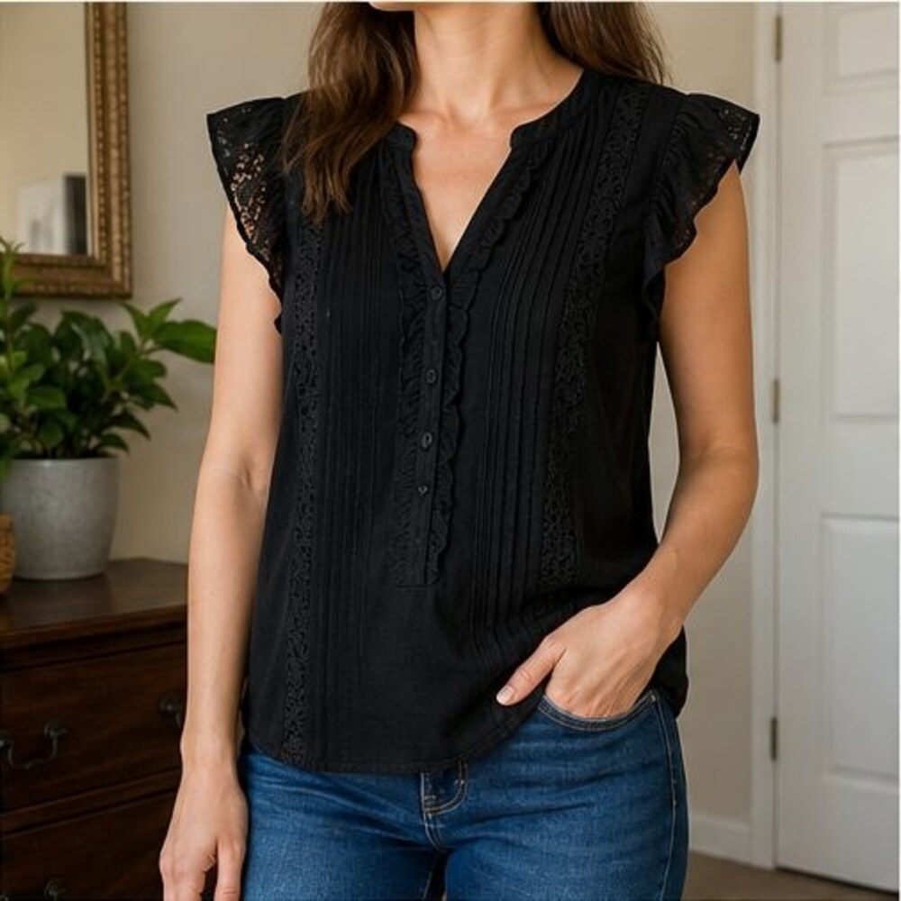 Black Ruffle Blouse - Picture 2 of 6